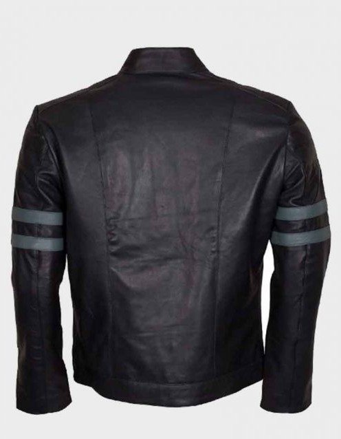 Mens Blue Stripe Black Cafe Racer Jacket Mens Blue Stripe Black Cafe Racer Jacket