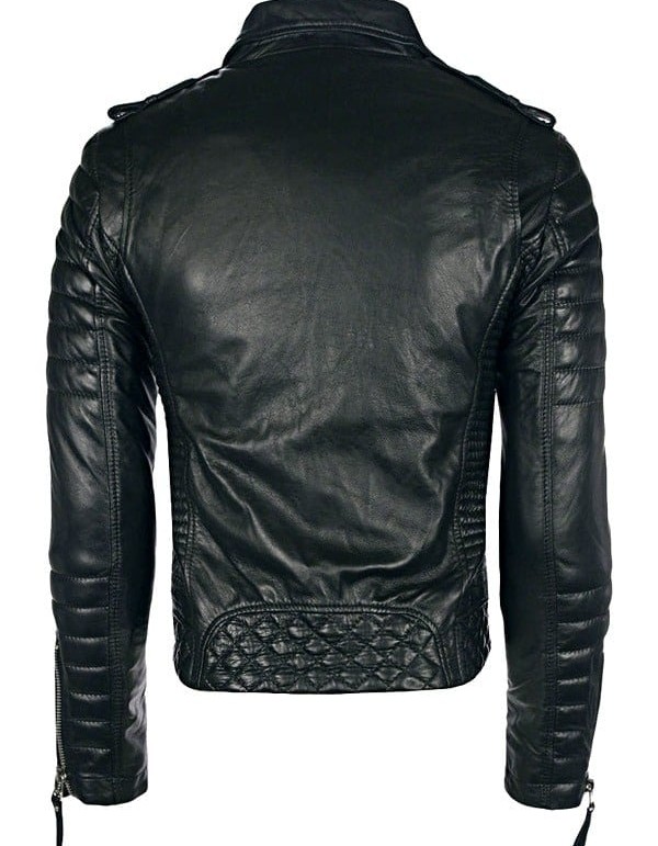 Mens Boda Skins Kay Michaels Leather Biker Jacket Black