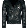 Mens Boda Skins Kay Michaels Leather Biker Jacket Black