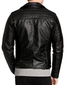 Mens Brando Style Real Leather Biker Jacket Black