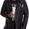 Mens Brando Style Terminator 2 Leather Jacket Black Mens Brando Style Terminator 2 Leather Jacket Black