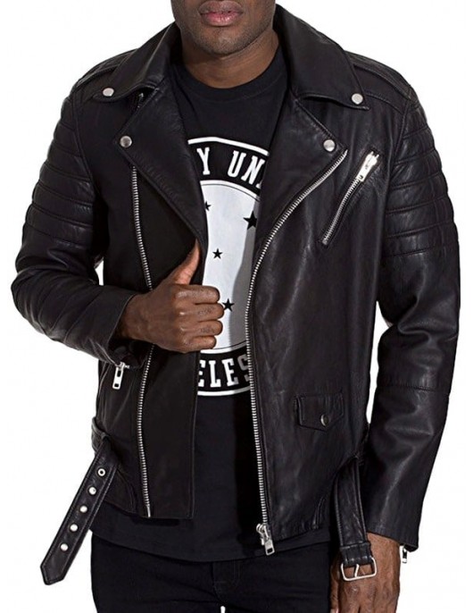 Mens Brando Style Terminator 2 Leather Jacket Black
