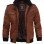 Mens Brown Bomber Leather Jacket With Removable Hood
