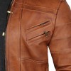 Mens Brown Leather Bomber Jacket - Removable Hood Mens Brown Leather Bomber Jacket - Removable Hood