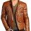 Mens Brown Padded Leather Jacket
