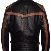 Mens Brown Strips Motorbike Leather Jacket Mens Brown Strips Motorbike Leather Jacket