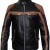 Mens Brown Strips Motorbike Leather Jacket Mens Brown Strips Motorbike Leather Jacket