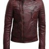 Mens Burgundy Color Biker Style Leather Jacket Mens Burgundy Color Biker Style Leather Jacket