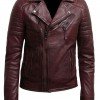 Mens Burgundy Color Biker Style Leather Jacket Mens Burgundy Color Biker Style Leather Jacket
