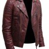 Mens Burgundy Color Biker Style Leather Jacket Mens Burgundy Color Biker Style Leather Jacket