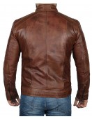 Mens Cognac Brown Motorcycle Distressed Leather Jacket