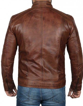 Mens Cognac Brown Motorcycle Distressed Leather Jacket Mens Cognac Brown Motorcycle Distressed Leather Jacket