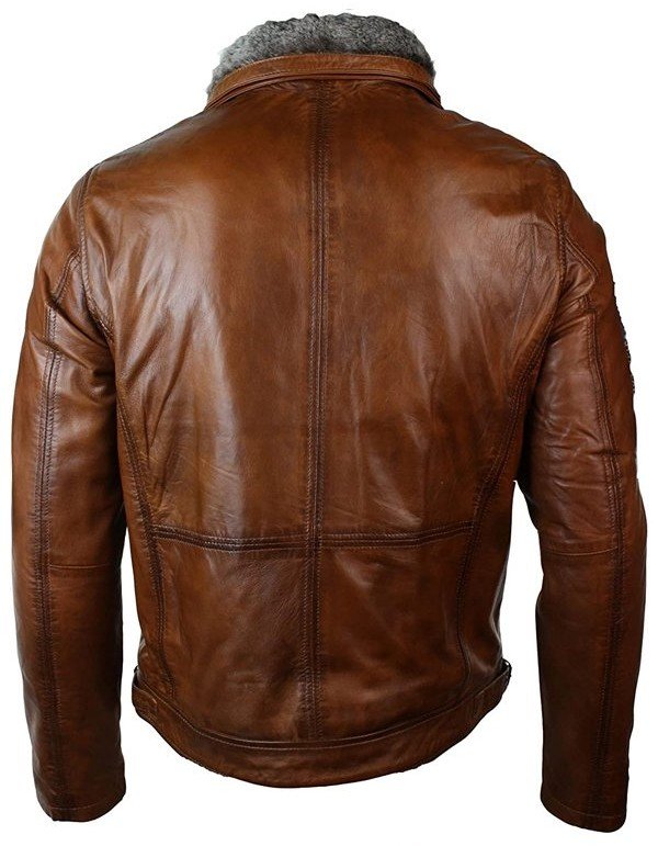 Mens Distressed Leather Biker Jacket Belted Brown Fur Collar Mens Distressed Leather Biker Jacket Belted Brown Fur Collar