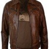 Mens Distressed Leather Biker Jacket Belted Brown Fur Collar Mens Distressed Leather Biker Jacket Belted Brown Fur Collar