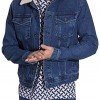 Mens Faux Shearling Fur Denim Jacket Blue Mens Faux Shearling Fur Denim Jacket Blue