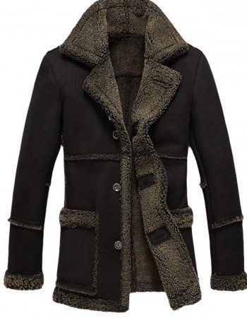 Mens Fur Black Reacher Style Coat