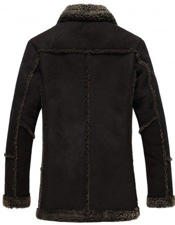Mens Fur Black Reacher Style Coat