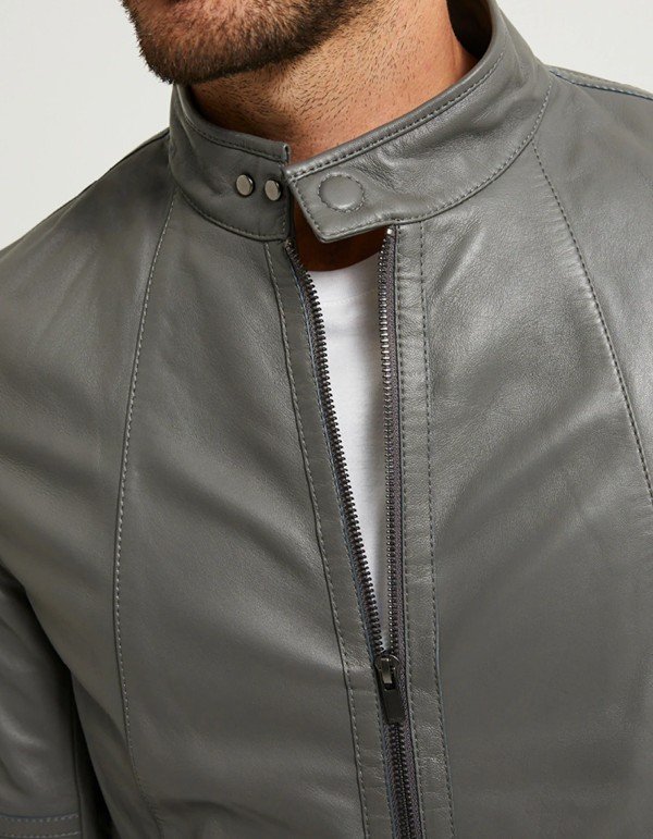 Mens Grey Leather Jacket Mens Grey Leather Jacket