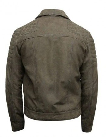 Mens Olive Gray Suede Leather Jacket