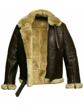 Mens RAF Bomber Ginger Sheepskin Leather Aviator Jacket