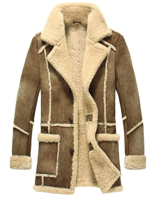 Mens Reacher Style Brown Sheepskin Leather Coat