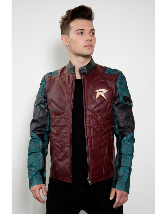 Mens Robin The Titans Leather Halloween Costume Jacket