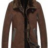 Mens Shearling Brown Reacher Style Coat Mens Shearling Brown Reacher Style Coat