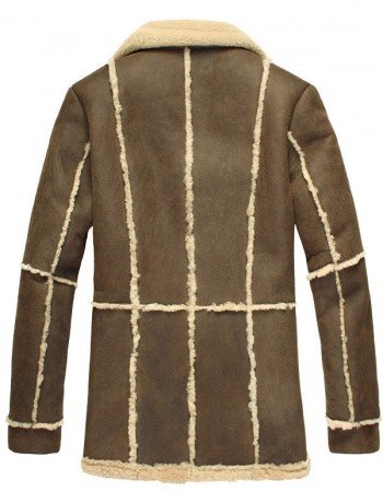 Mens Shearling Brown Suede Leather Coat