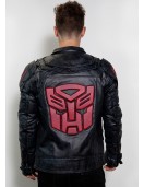 Mens Transformers Autobot Shield Black Armor Leather Jacket