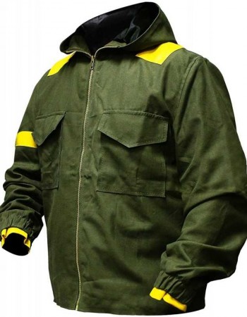 Mens Green Hoodie Cotton Tracksuit Jacket