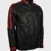 Mens Cafe Racer Red & Black Leather Jacket Mens Cafe Racer Red & Black Leather Jacket