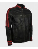 Mens Cafe Racer Red & Black Leather Jacket
