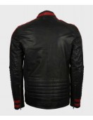 Mens Cafe Racer Red & Black Leather Jacket