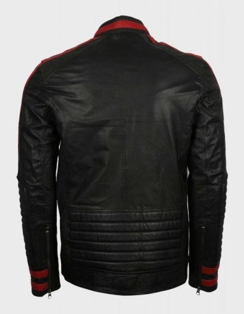 Mens Cafe Racer Red & Black Leather Jacket Mens Cafe Racer Red & Black Leather Jacket