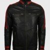 Mens Cafe Racer Red & Black Leather Jacket Mens Cafe Racer Red & Black Leather Jacket