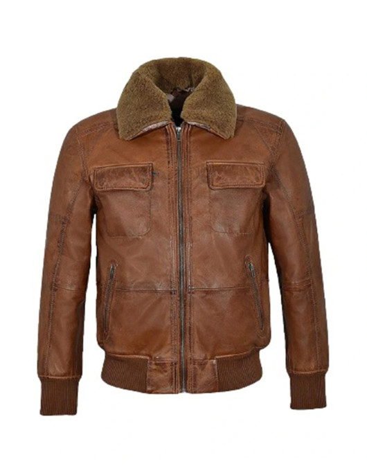 Men’s AIR Force Brown Fur Bomber Jacket