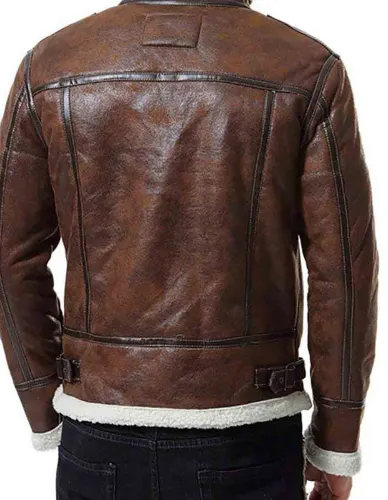 Men’s Biker Shearling Bomber Distressed Brown Leather Jacket Men’s Biker Shearling Bomber Distressed Brown Leather Jacket
