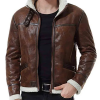 Men’s Biker Shearling Bomber Distressed Brown Leather Jacket Men’s Biker Shearling Bomber Distressed Brown Leather Jacket