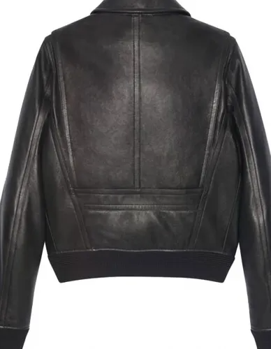 Men’s Black Sheepskin Leather Aviator Jacket with Removable Fur Collar Men’s Black Sheepskin Leather Aviator Jacket with Removable Fur Collar