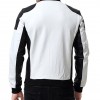 Men’s Black and White Leather Biker Bomber Jacket Men’s Black and White Leather Biker Bomber Jacket
