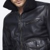 Men’s Bomber Black Jacket with Sherpa Collar Men’s Bomber Black Jacket with Sherpa Collar