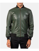 Men’s Bomber Casual Green Leather Jacket