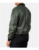 Men’s Bomber Casual Green Leather Jacket