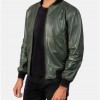 Men’s Bomber Casual Green Leather Jacket Men’s Bomber Casual Green Leather Jacket