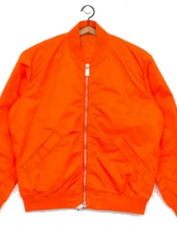 Men’s Bomber Panelled Orange Satin Jacket