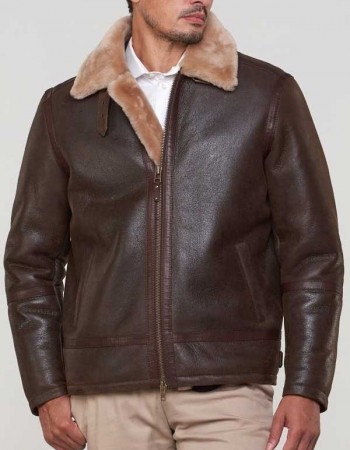 Men’s Brown Sheepskin Leather Shearling Jacket