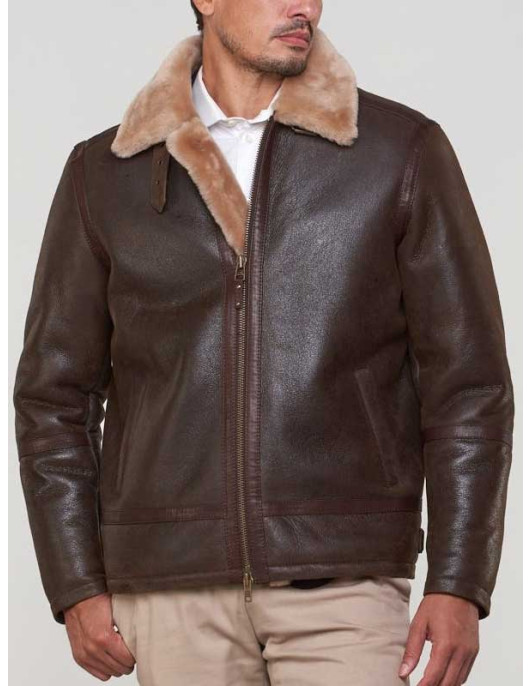 Men’s Brown Sheepskin Leather Shearling Jacket