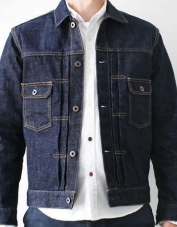 Men’s Buttoned Japanese Blue Jean Jacket