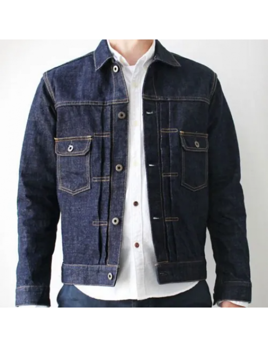 Men’s Buttoned Japanese Blue Jean Jacket