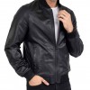Men’s Casual Bomber Real Black Leather Jacket Men’s Casual Bomber Real Black Leather Jacket